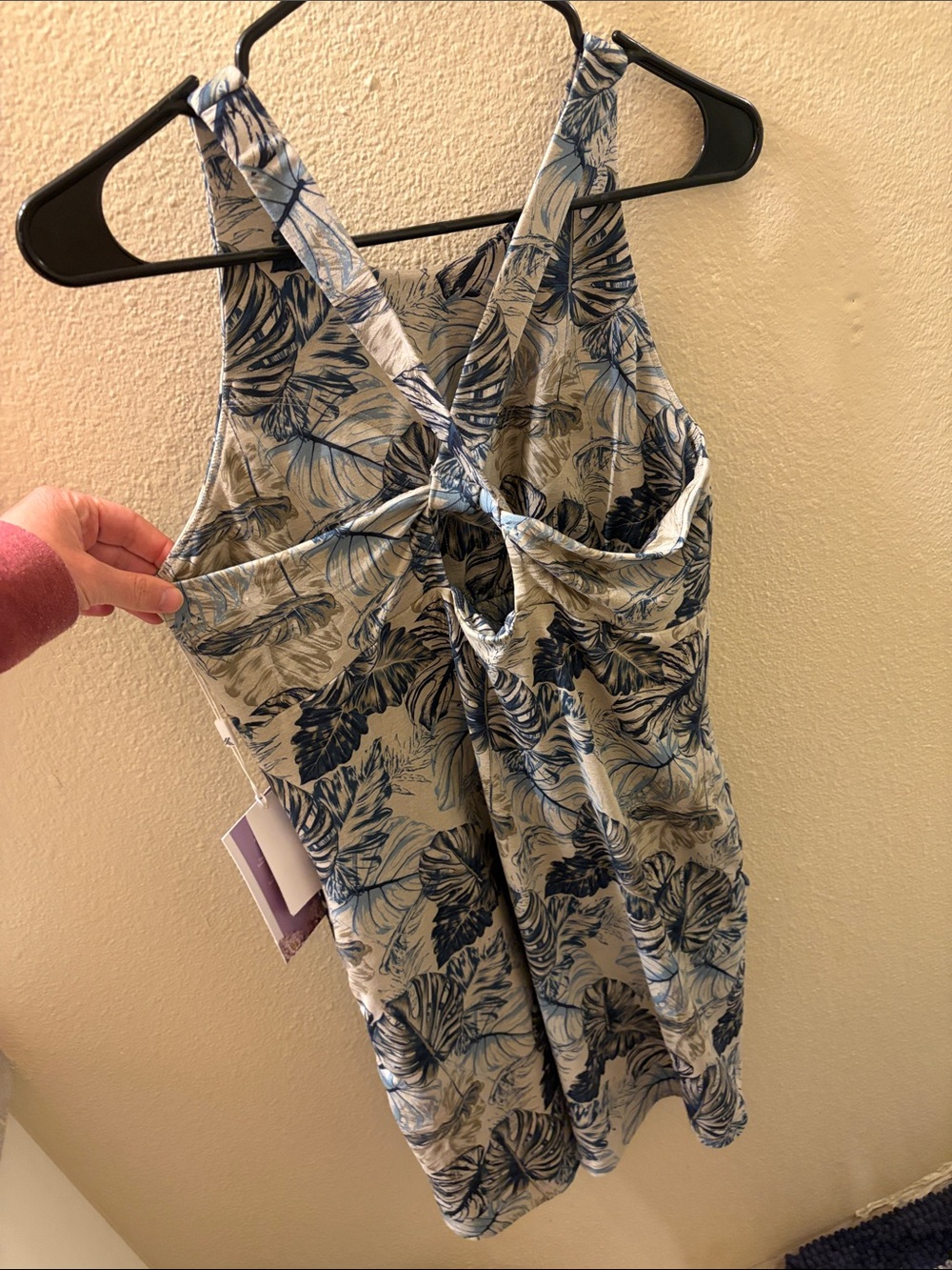 Kyodan Blue and White Tropical Print Tank Dress - Picture 2 of 4